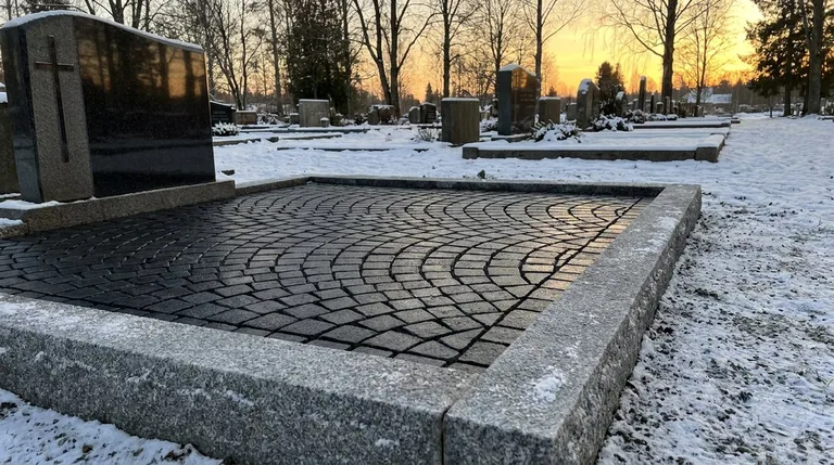 Гранитная брусчатка на могильном участке, образец ПМ005 в Самаре