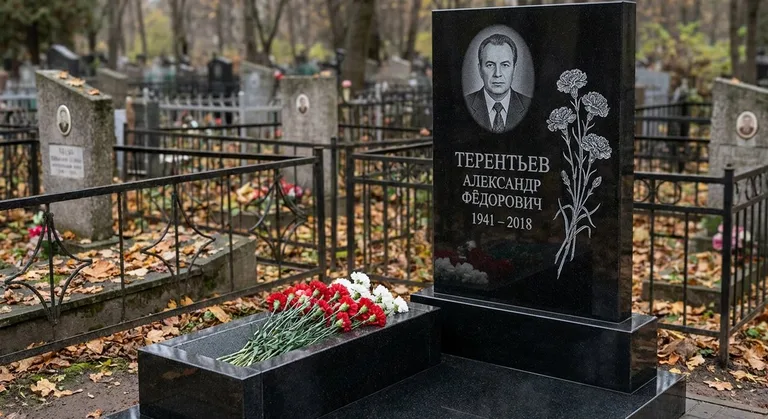 Памятник с гравировкой гвоздик — выполненная работа «Терентьев» в Самаре