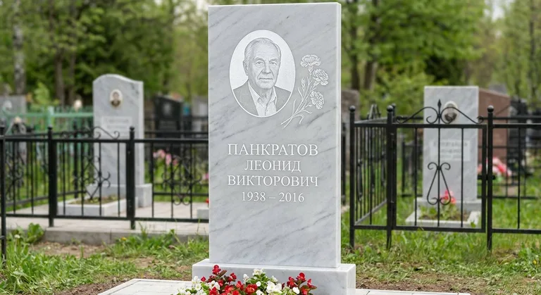 Памятник с гравировкой гвоздик — выполненная работа «Панкратов» в Самаре