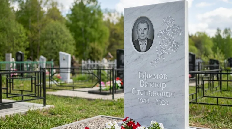 Памятник с гравировкой гвоздик — выполненная работа «Ефимов» в Самаре