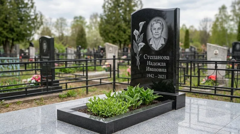 Памятник с гравировкой калл — выполненная работа «Степанова» в Самаре