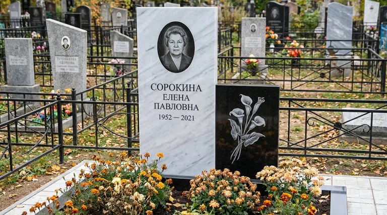 Памятник с гравировкой калл — выполненная работа «Сорокина» в Самаре