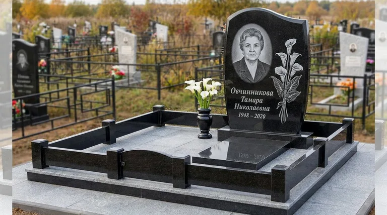 Памятник с гравировкой калл — выполненная работа «Овчинникова» в Самаре