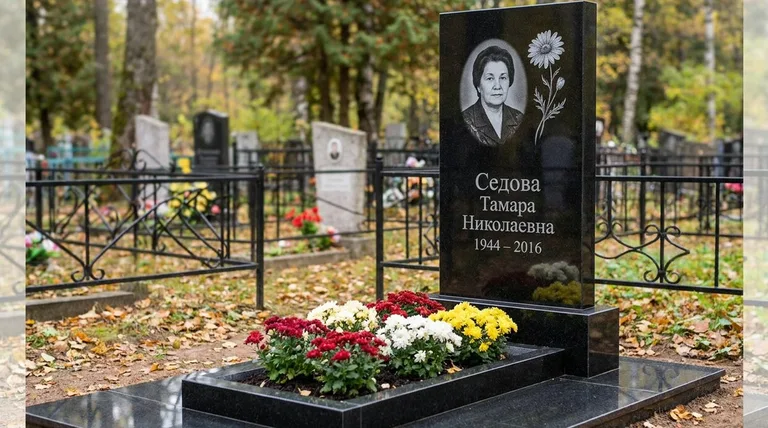 Памятник с гравировкой ромашек — выполненная работа «Седова» в Самаре