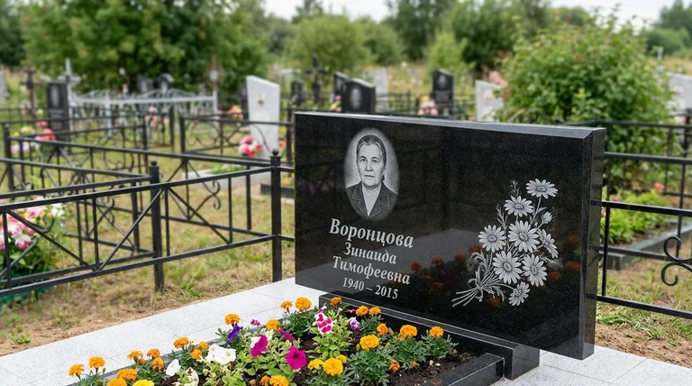 Памятник с гравировкой ромашек — выполненная работа «Воронцова» в Самаре