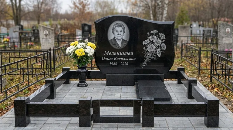 Памятник с гравировкой ромашек — выполненная работа «Мельникова» в Самаре