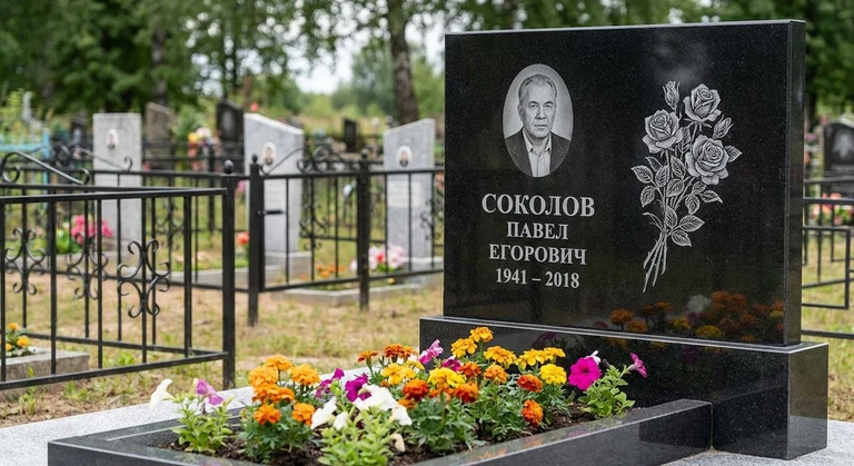 Гравировка роз на памятник в Самаре — пример работы на граните