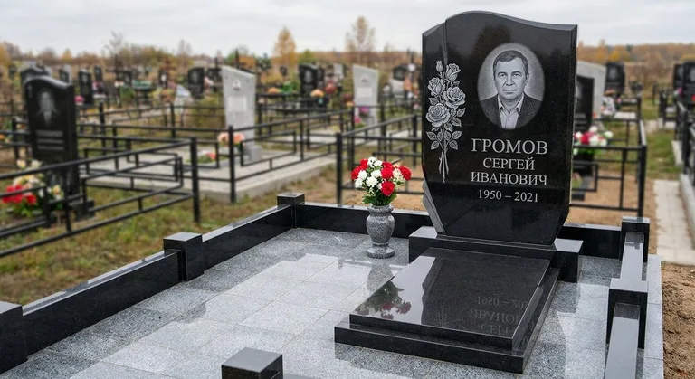 Памятник с гравировкой роз — выполненная работа «Громов» в Самаре