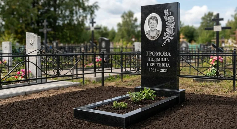Памятник с гравировкой роз — выполненная работа «Громова» в Самаре