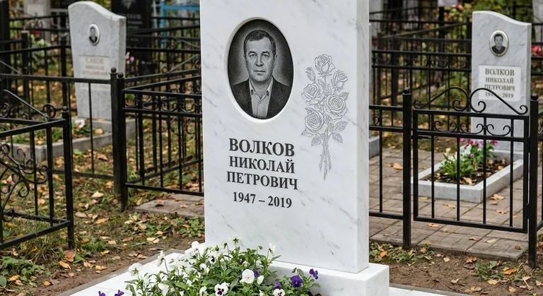 Памятник с гравировкой роз — выполненная работа «Волков» в Самаре