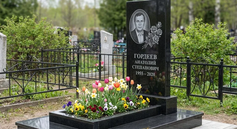 Памятник с гравировкой роз — выполненная работа «Гордеев» в Самаре