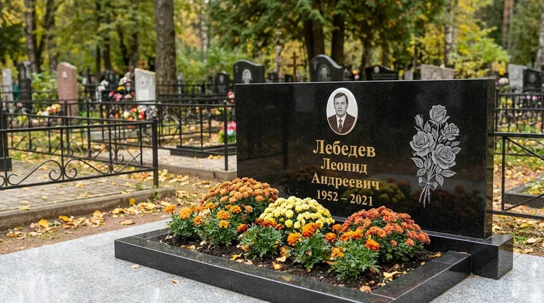 Памятник с гравировкой роз — выполненная работа «Лебедев» в Самаре