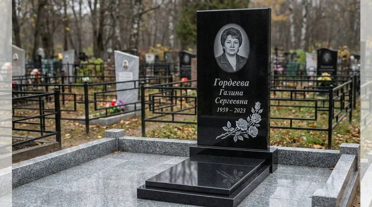 Памятник с гравировкой роз — выполненная работа «Гордеева» в Самаре