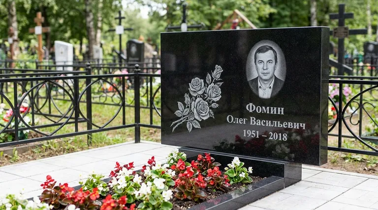 Памятник с гравировкой роз — выполненная работа «Фомин» в Самаре