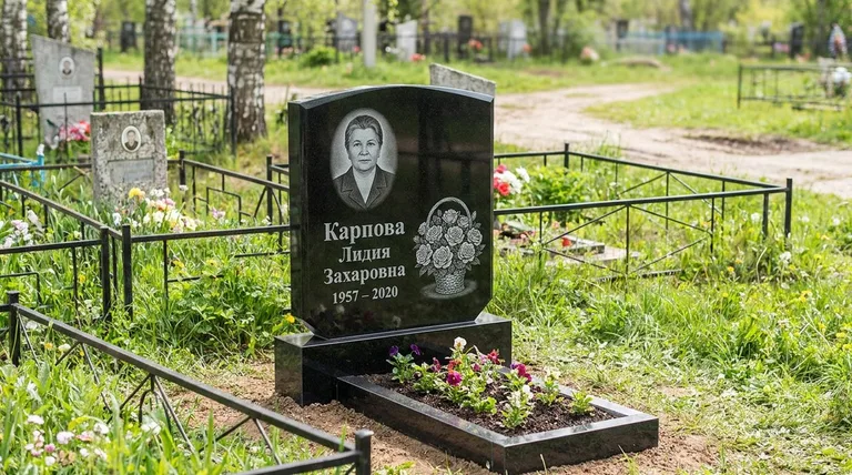 Памятник с гравировкой роз — выполненная работа «Карпова» в Самаре