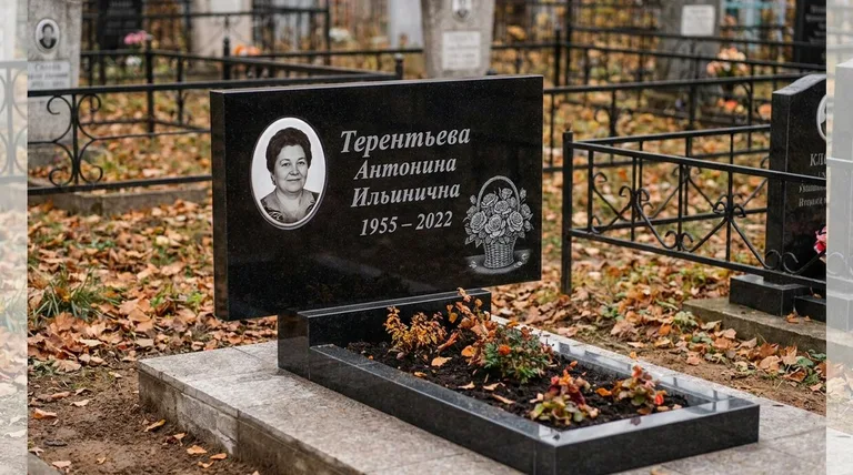 Памятник с гравировкой роз — выполненная работа «Терентьева» в Самаре