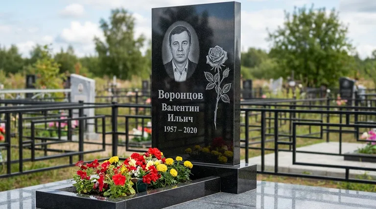 Памятник с гравировкой роз — выполненная работа «Воронцов» в Самаре