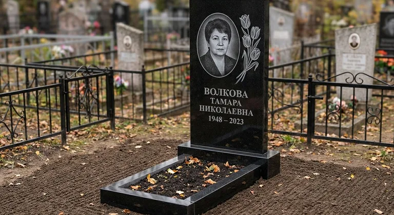 Памятник с гравировкой тюльпанов — выполненная работа «Волкова» в Самаре