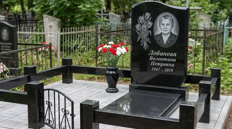 Памятник с гравировкой тюльпанов — выполненная работа «Лобанова» в Самаре