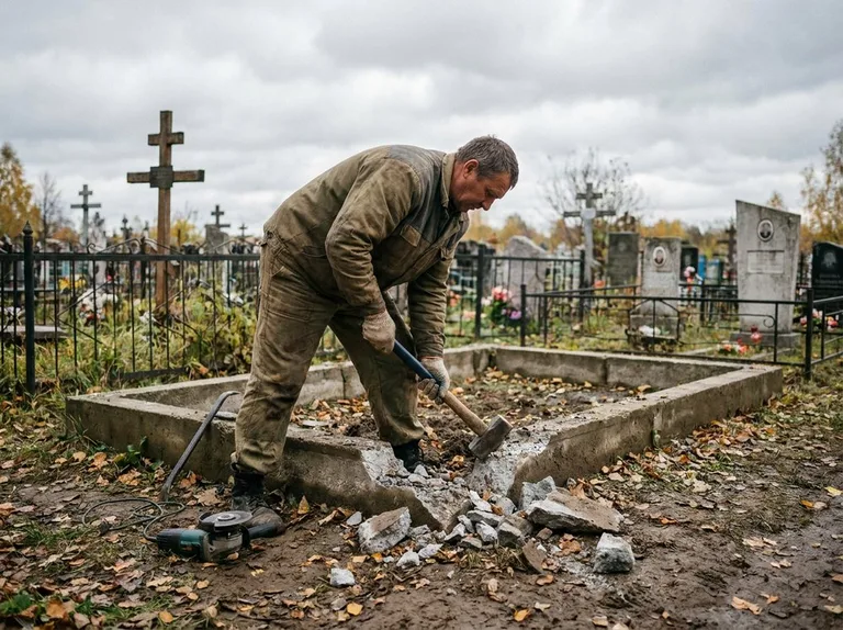 Демонтаж цветника на могиле в Самаре