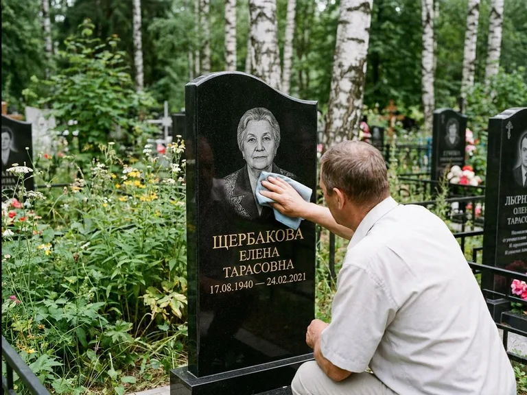 Выезд на кладбище — этап гравировки голубей