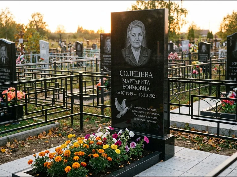 Памятник с гравировкой голубей — гравировка голубя с оливковой ветвью рядом с эпитафией, работа «Солнцева» в Самаре