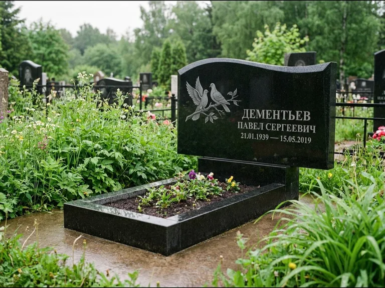 Памятник с гравировкой голубей — гравировка голубей, работа «Дементьев» в Самаре