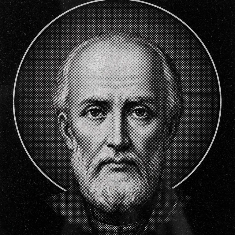 Эскиз иконы: Николай Чудотворец (полутон) — объёмный лик святителя, гравировка на памятник в Самаре