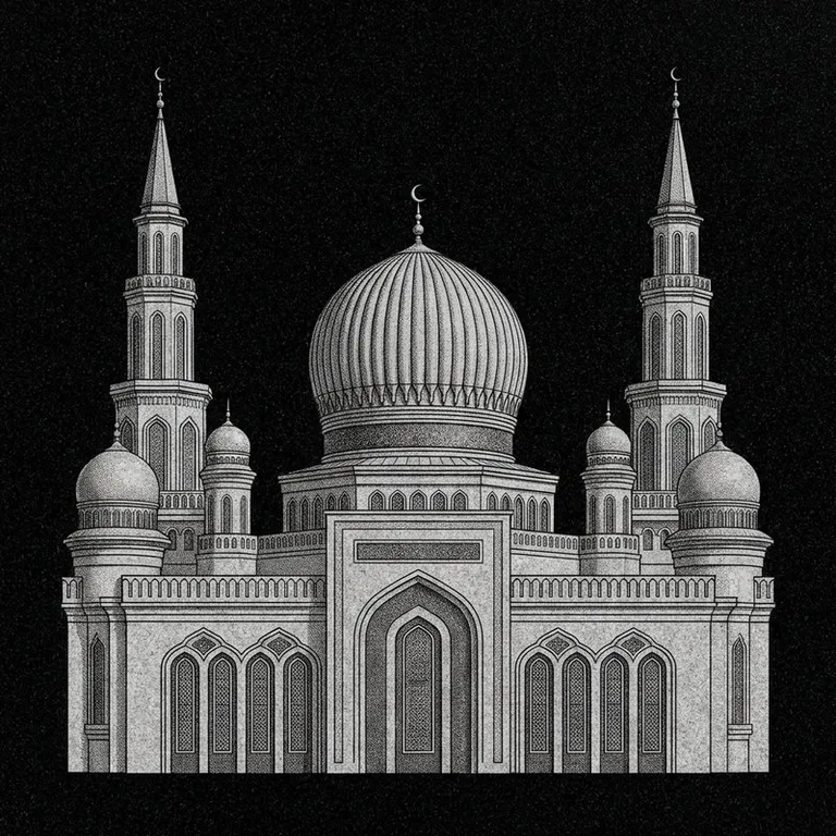 Эскиз: Соборная (фотореализм) — ребристый купол и минареты в Самаре