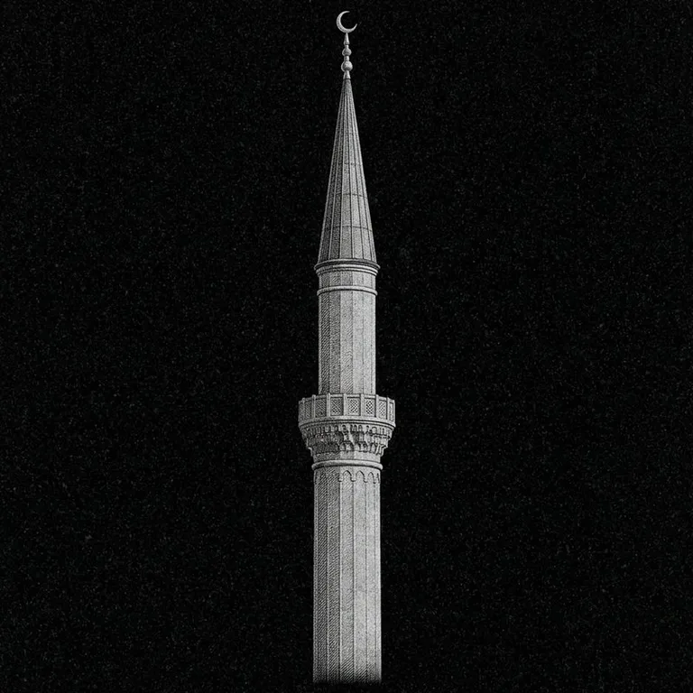 Эскиз: Минарет (фотореализм) — одиночный минарет с полумесяцем в Самаре