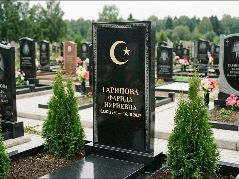 Памятник с гравировкой полумесяца — гравировка полумесяца, работа «Гарипова» в Самаре