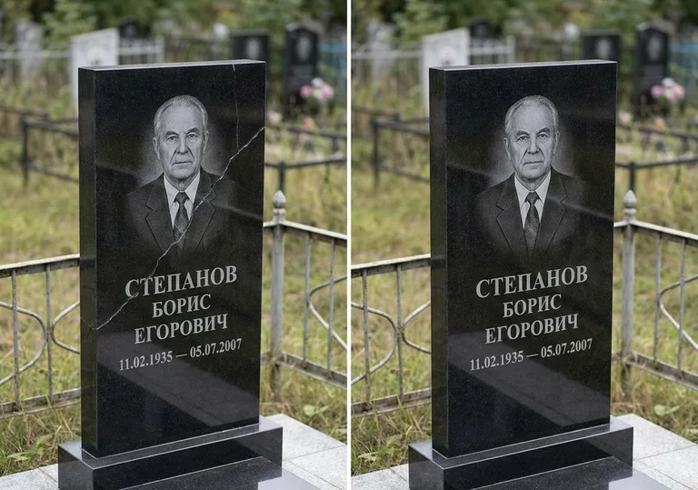 Восстановление надписи и портрета на памятнике: до и после в Самаре