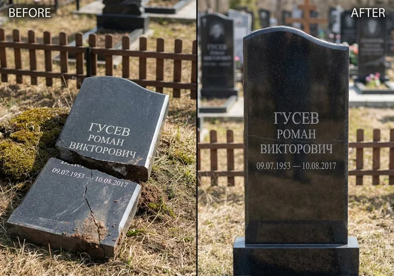 Склейка расколотого памятника: до и после в Самаре