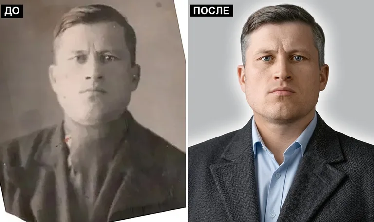 Ретушь фото на памятник — замена одежды: до и после в Самаре