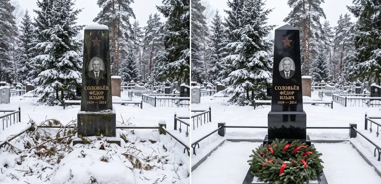 Уборка старого памятника до и после в Самаре