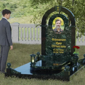 Комбинированный памятник с крестом – П031