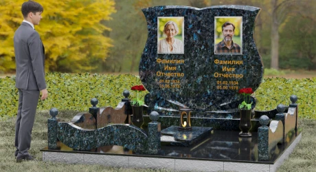 Памятник в виде раскрытой книги из гранита