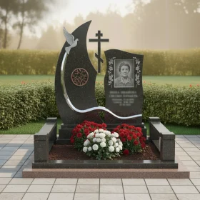 Гранитный православный памятник с крестом - ПН129
