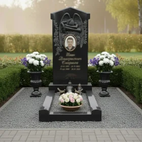 Гранитный вертикальный светский памятник - ПН132