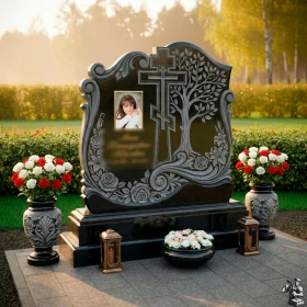 Элитный Гранитный православный памятник с крестом - ПН144