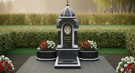 Памятник-часовня из чёрного и серого гранита