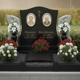 Гранитный вертикальный православный памятник - ПН199
