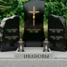 Гранитный вертикальный памятник для двоих - ПН212