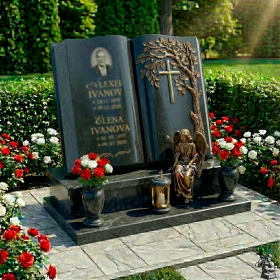 Элитный Гранитный православный памятник для двоих - ПН236