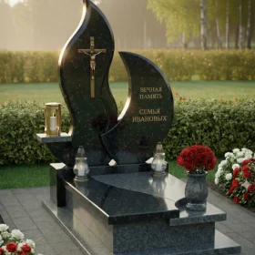 Гранитный православный памятник с крестом - ПН239