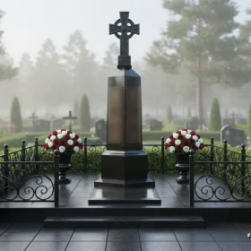 Элитный вертикальный православный памятник - ПН677