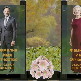 Памятник из гранита и стекла вертикальный - П253