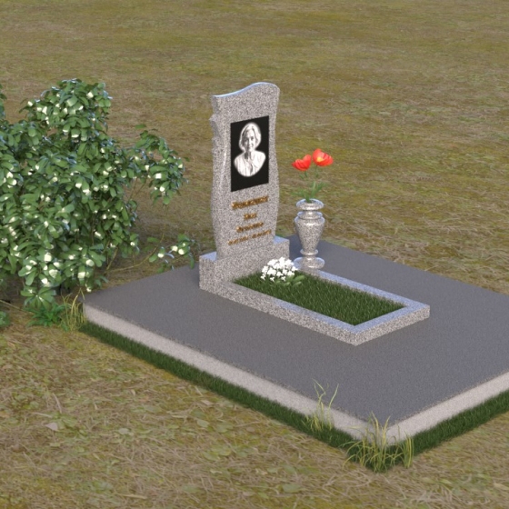 Вертикальный памятник со скругленными гранями, гранит Мансуровский, вид 2
