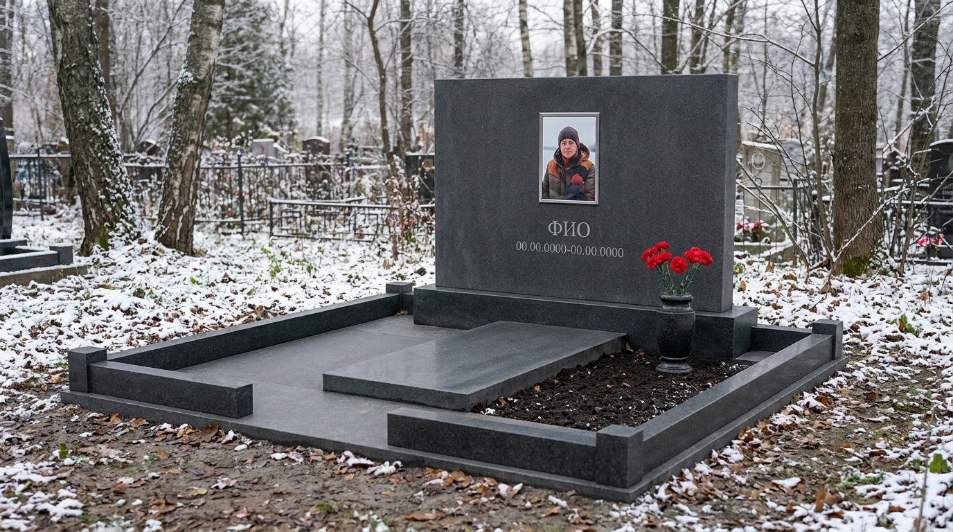 Пример дизайна: Памятник из базальта в виде глыбы