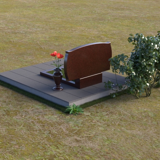 Горизонтальный монумент с волнообразным верхом, гранит Лезниковский, вид 4